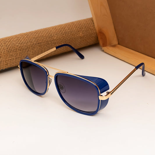 Cloriss Gold And Grey Gradient Retro Square Sunglasses