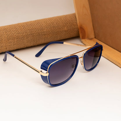 Cloriss Gold And Grey Gradient Retro Square Sunglasses